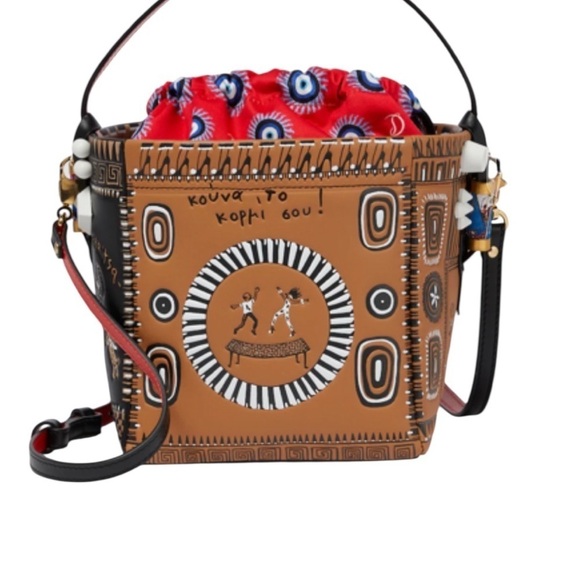 CHRISTIAN LOUBOUTIN Handbags - CHRISTIAN LOUBOUTIN Greekaba Mini Embossed Antique Bucket Bag In Multi/Black.